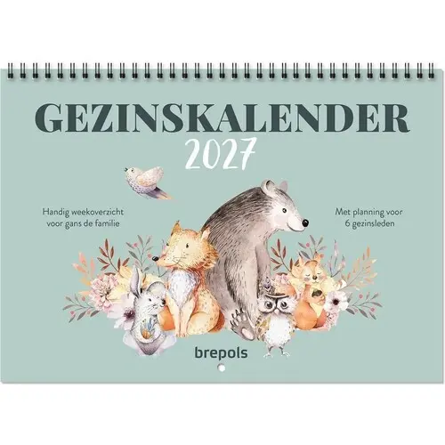 [264634] BREPOLS FAMILIEKALENDER WEEKOVERZICHT 31X22CM
