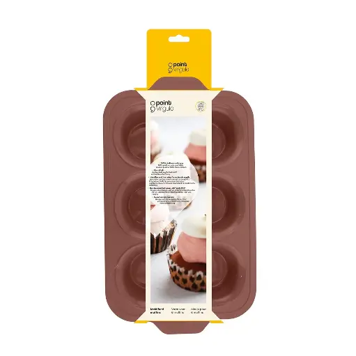 [860947] PV BAKVORM 6 MUFFINS SILICONE 37X23X4CM VINTAGE MAROON