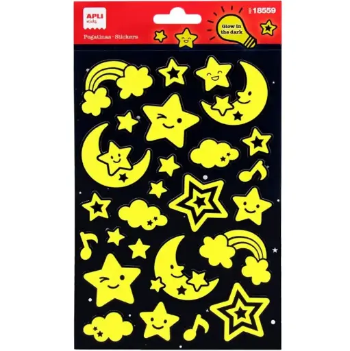 [863708] APLI KIDS STICKERS GITD S/26 MOON & STARS