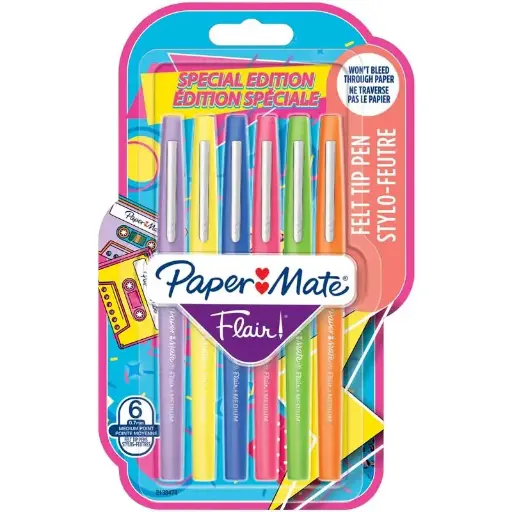 [863887] PAPER MATE PEN FINELINER FLAIR S/6 RETRO KLEUREN -LOT-