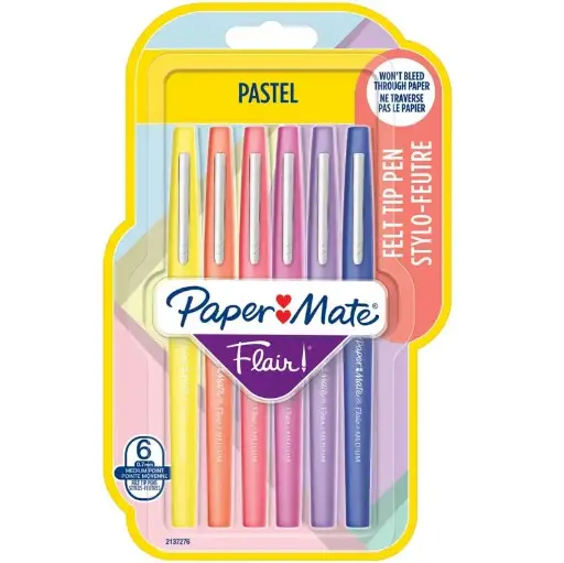 [863890] PAPER MATE PEN FINELINER FLAIR S/6 PASTEL KLEUREN -LOT-