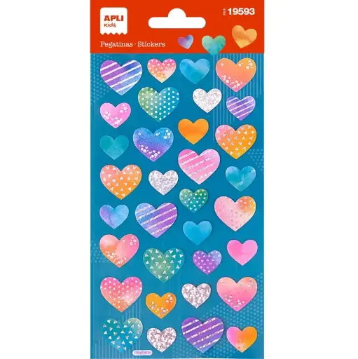 [867631] APLI STICKERS HOLOGRAPHIC HEARTS 33ST