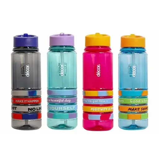 [873246] DECOR DRINKFLES QUAD BANDS 750ML KLEUR ASS4