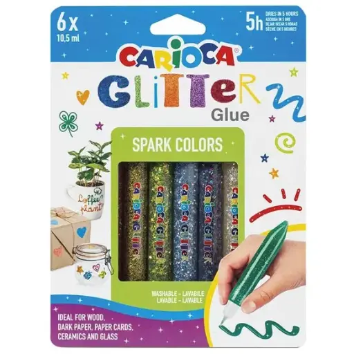 [873638] CARIOCA GLITTERLIJM 6ST BASISKLEUREN