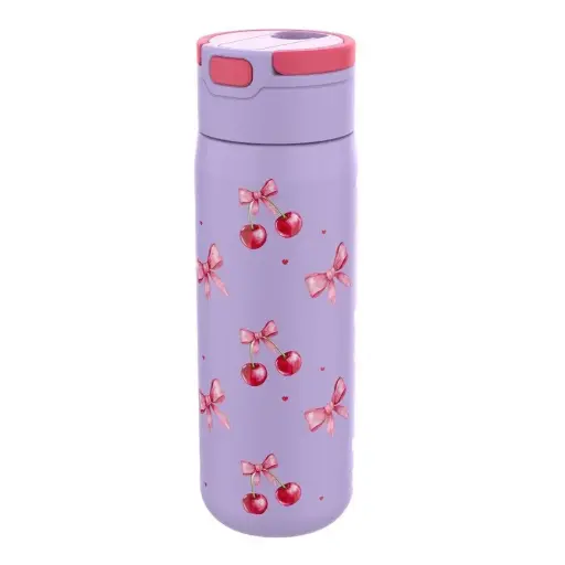 [874186] LUNCH BUDDIES DRINKFLES RVS 600ML CHERRY