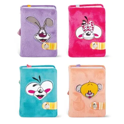 [877536] DIDDL NOTITIEBOEK MINI A7 PLUSH M/SLEUTELHANGER ASS4