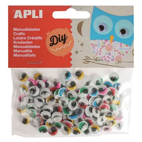 [883108] APLI BEWEGENDE OGEN M/WIMPERS S/100 MIX KLEUR