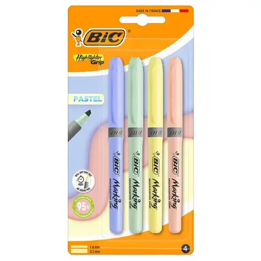 [883963] BIC MARKEERSTIFT HIGHLIGHTER GRIP 1.6-3.3MM S/4 PASTEL