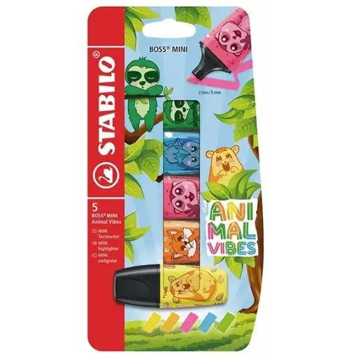 [884170] STABILO MARKEERSTIFT BOSS MINI S/5 ANIMAL VIBES
