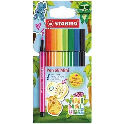 [884175] STABILO STIFTEN 68 MINI S/8 ANIMAL VIBES