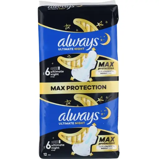 [884477] ALWAYS MAANDVERBAND ULTIMATE NIGHT S6 12ST M/VLEUGELS