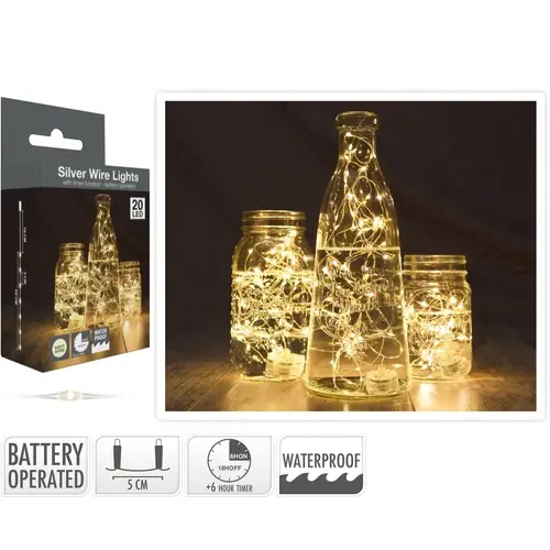 [886012] KVL BIN DR:ZILVER 95CM 20 MICROLED WATERBESTENDIG WW